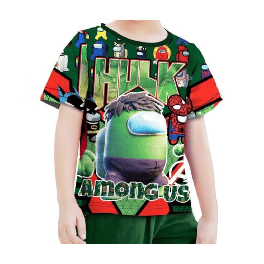 Action Crew style Hulk clothing set for boys, soft fabric long sleeves and pants.
