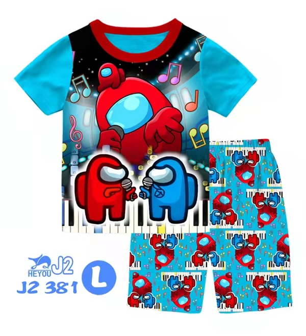 Comfortable kids’ casual wear set featuring Galaxy Crewmate cartoon design.