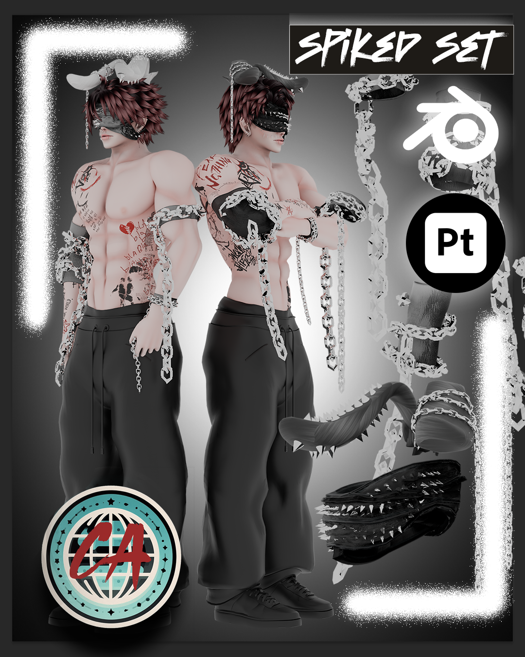 Leather Straps With Chains (RIGGED EGIRL/EXO) (LOW-POLY CHAINS)