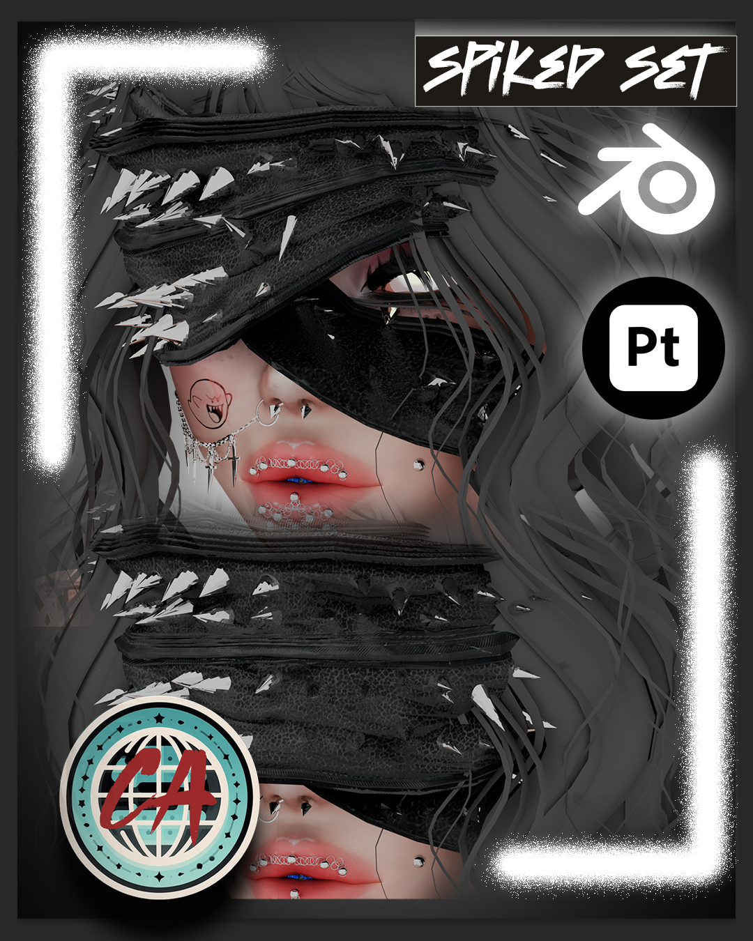 Heavy Leather Spiked Mask (RIgged) (EYE/SLIT BLENDSHAPE)