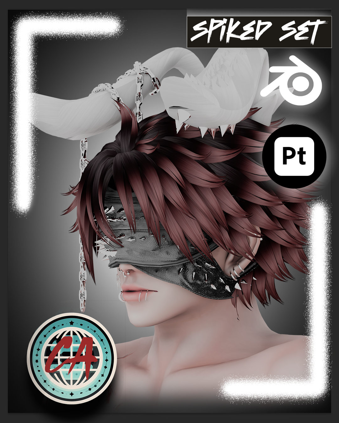 Floppy Spiked Bunny Ears with Razor Chains (Rigged FLOWEY CHAINS)