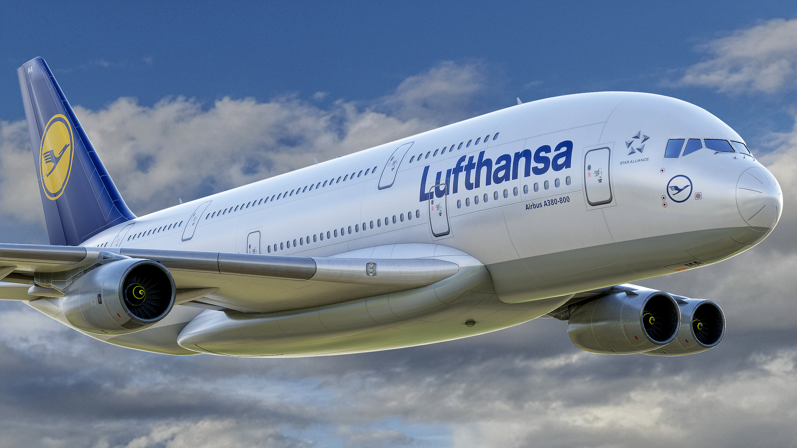 Animated Airbus A380-800 Airliner 11 - Lufthansa - Highpoly