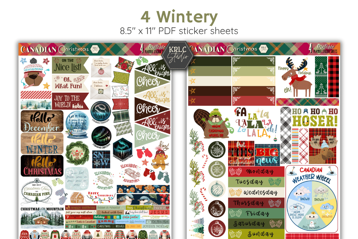 Canadian Christmas Printable Planner Sticker Sheets - KRLC Studio