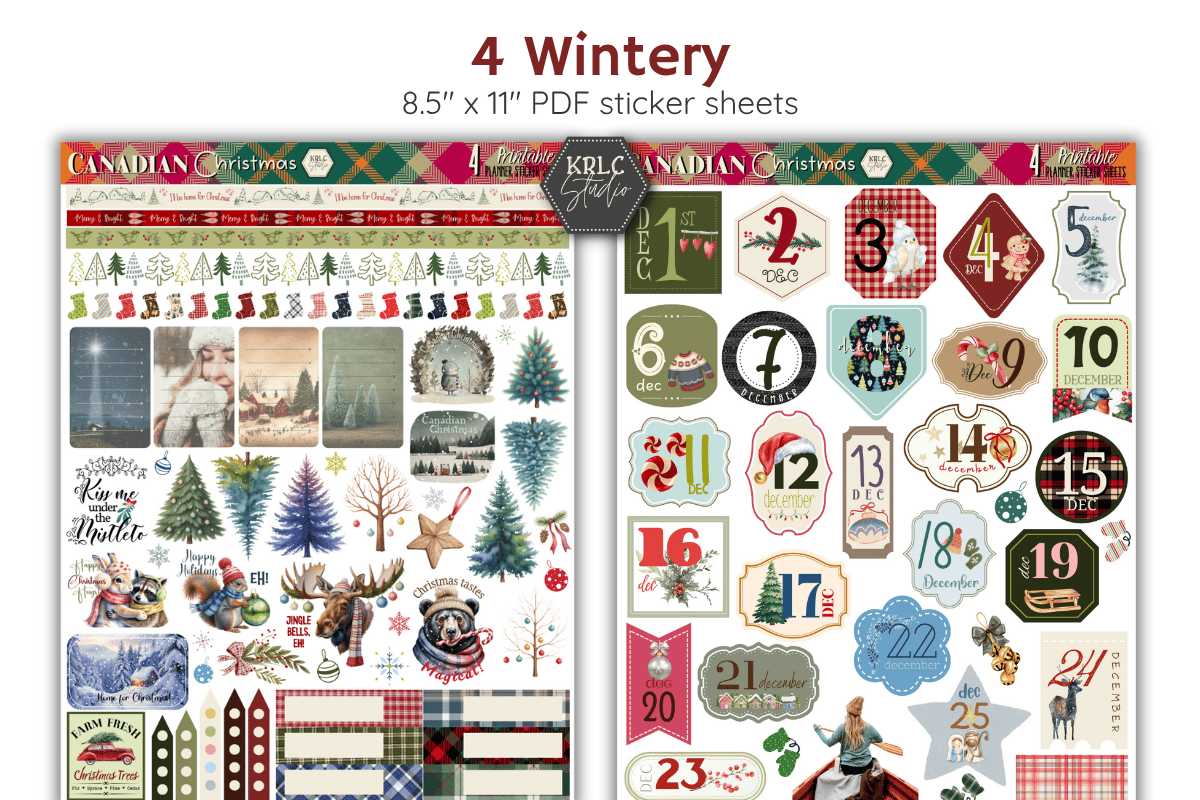 Canadian Christmas Printable Planner Sticker Sheets - KRLC Studio