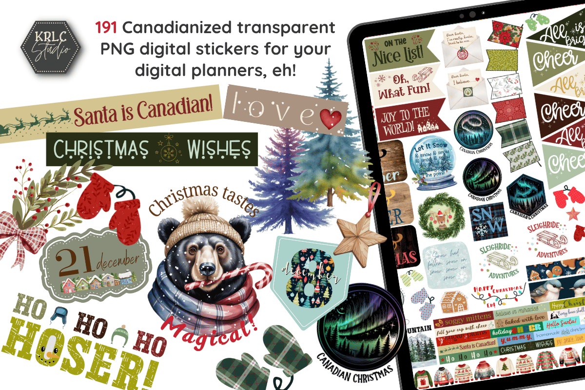 Canadian Christmas DIGITAL Planner Stickers - KRLC Studio