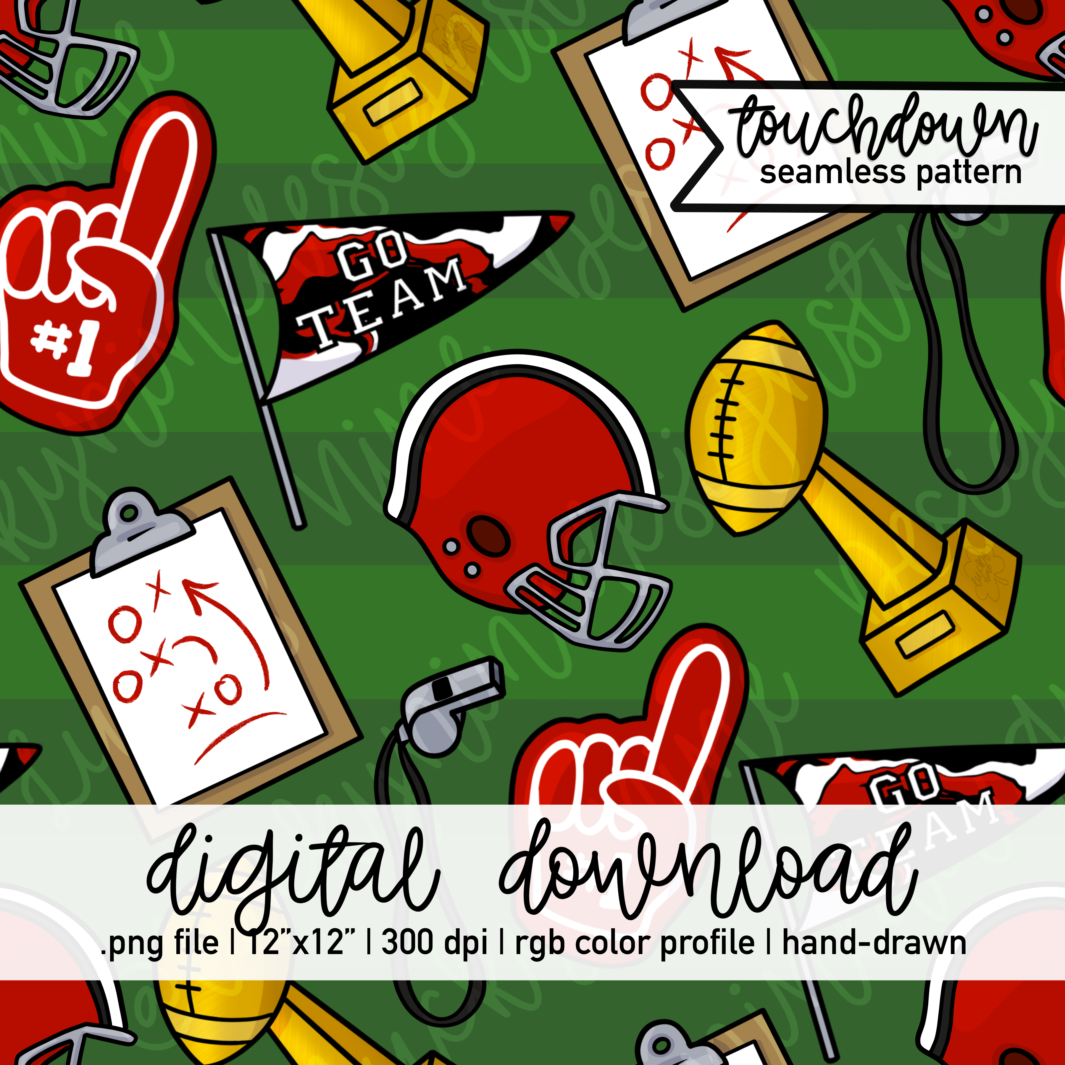 Touchdown Seamless Pattern PNG Files | Commercial Use Available ...