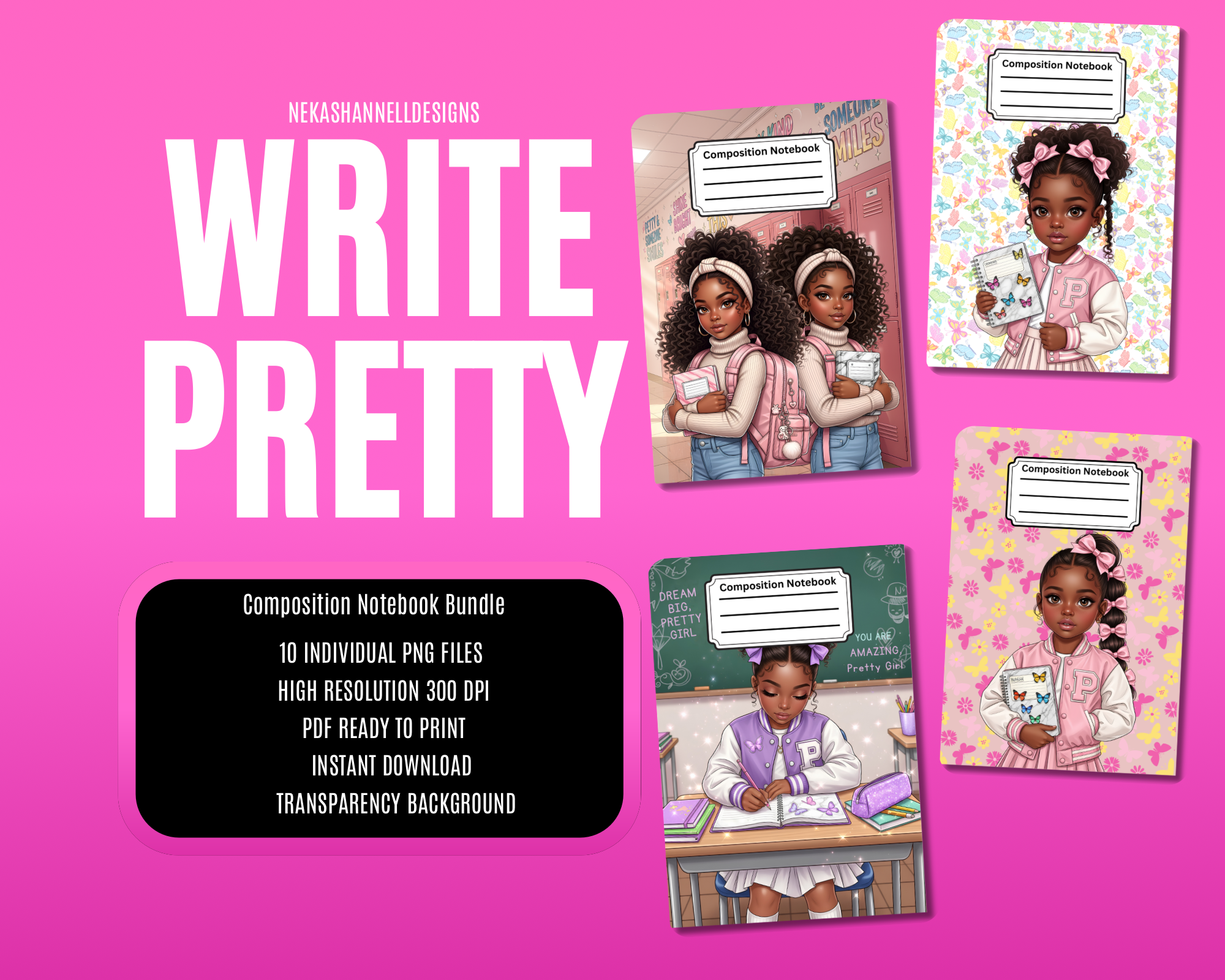 PrettyGirl Composition Notebook Covers - Payhip