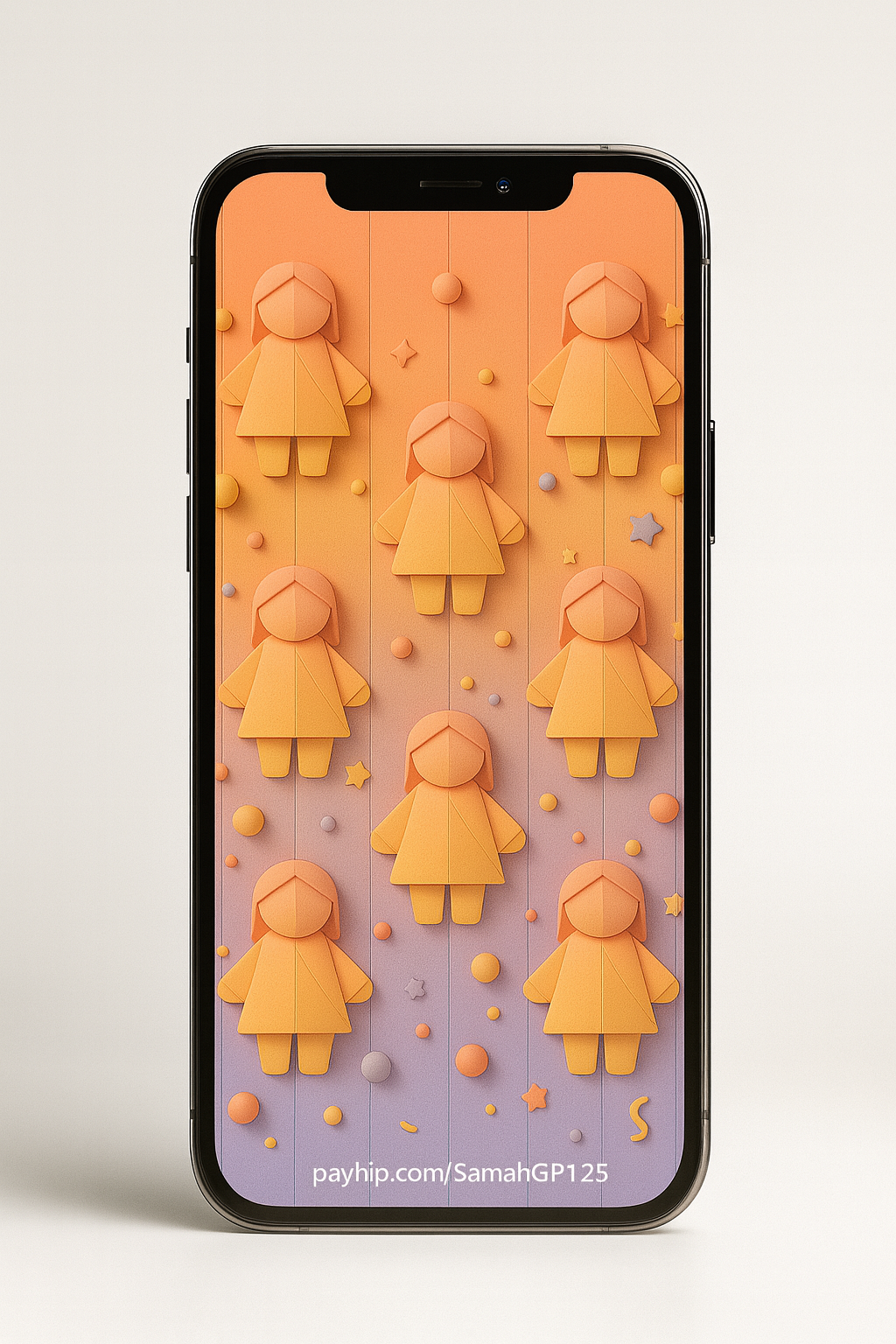 Pastel Origami Character Art Wallpapers – Soft Gradient Paper Doll Aesthetic for Modern Phone Screens