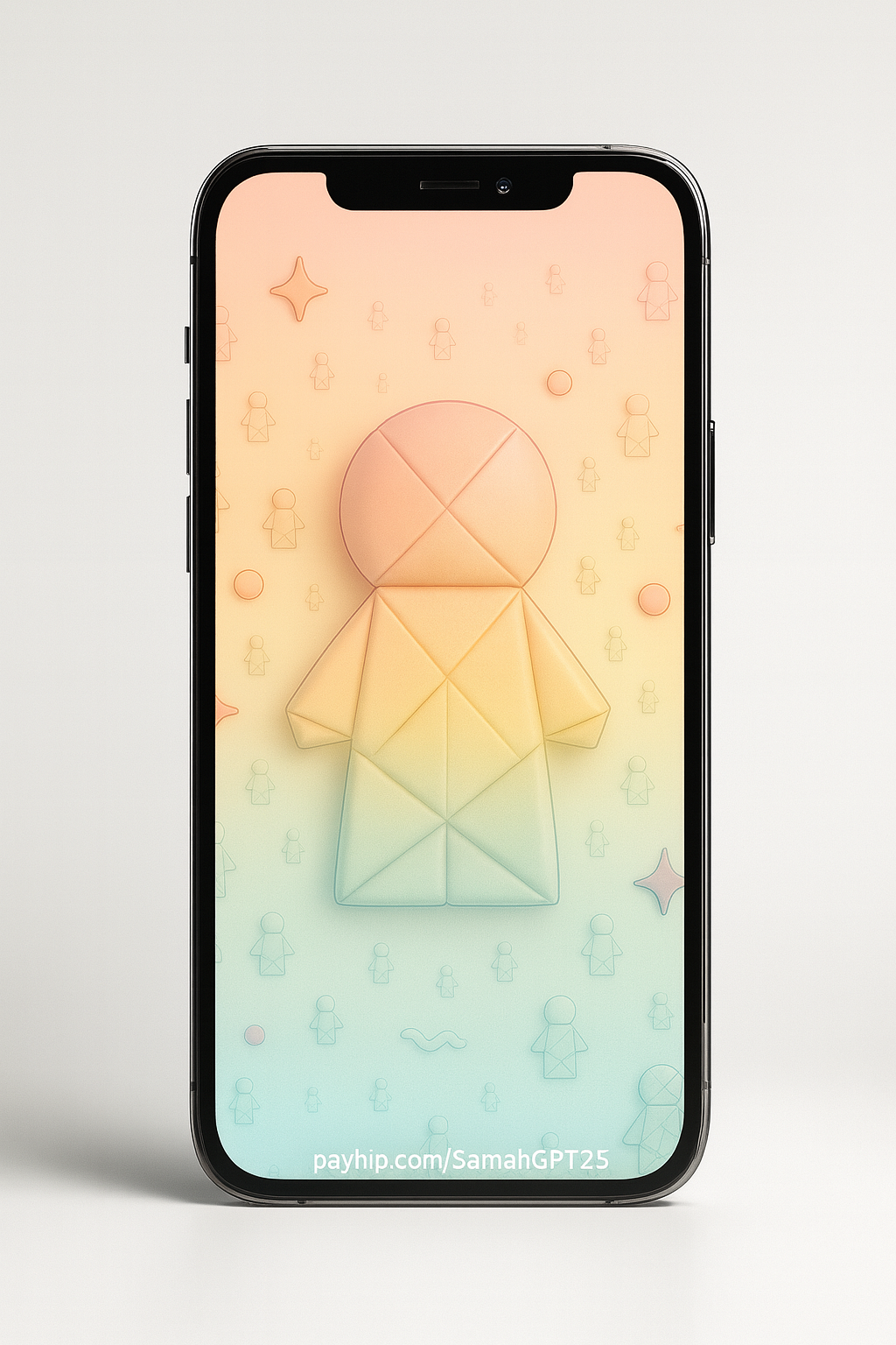 Pastel Origami Character Art Wallpapers – Soft Gradient Paper Doll Aesthetic for Modern Phone Screens