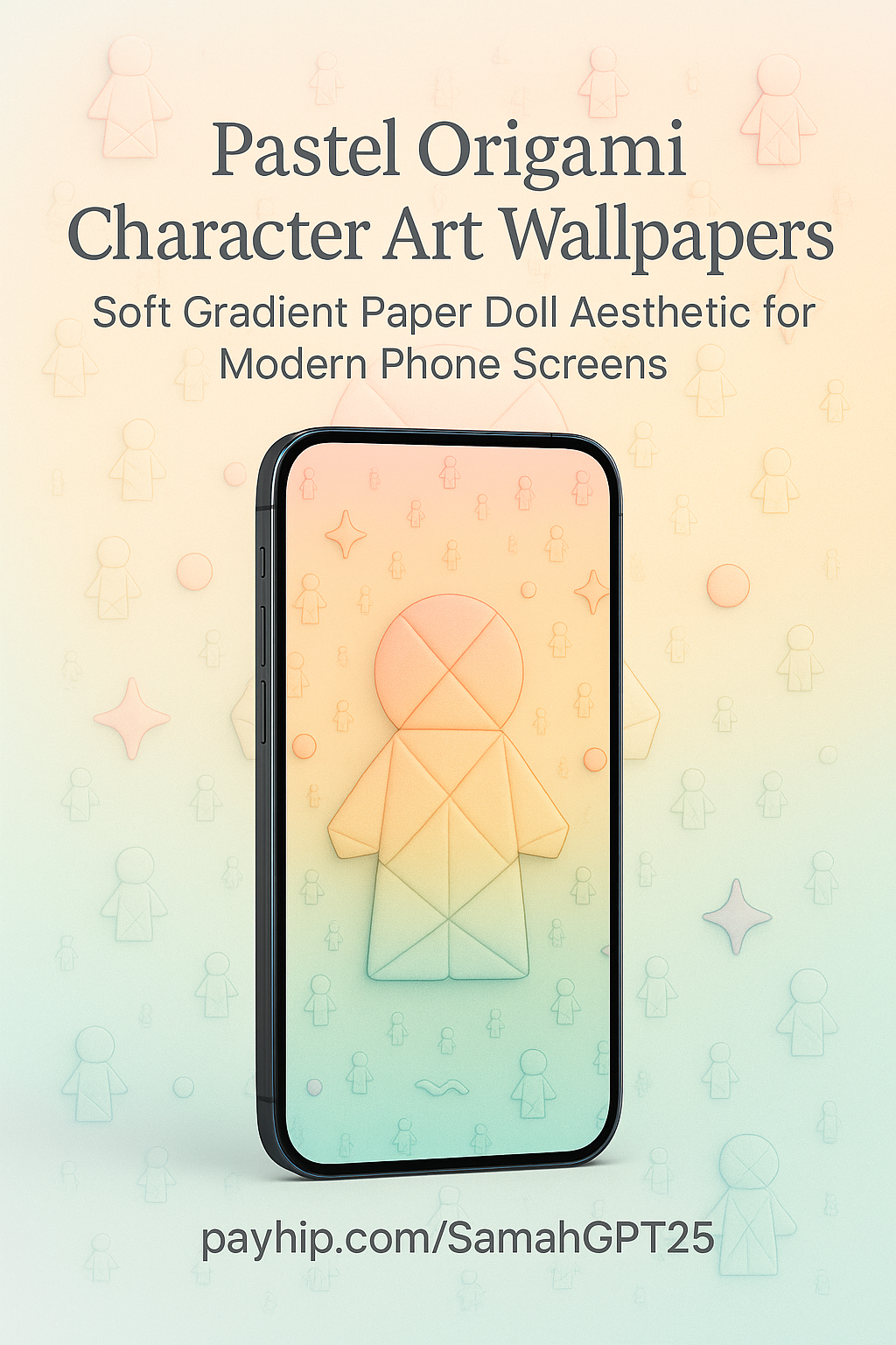 Pastel Origami Character Art Wallpapers – Soft Gradient Paper Doll Aesthetic for Modern Phone Screens
