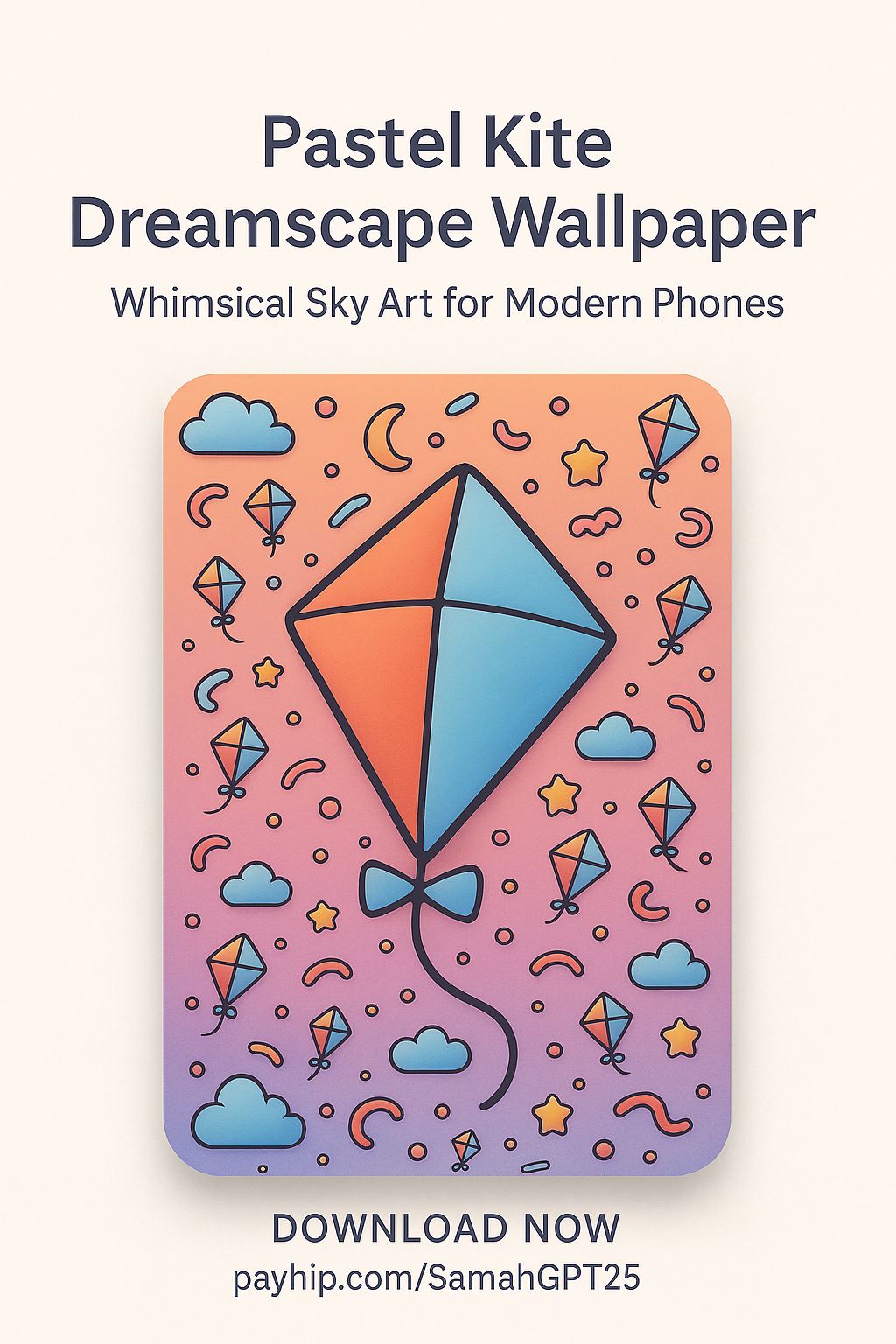 Pastel Kite Dreamscape Wallpaper – Whimsical Sky Art for Modern Phones
