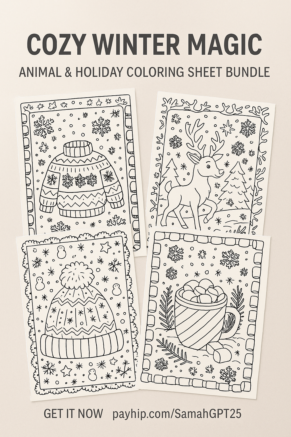 Cozy Winter Magic – Animal & Holiday Coloring Sheet Bundle