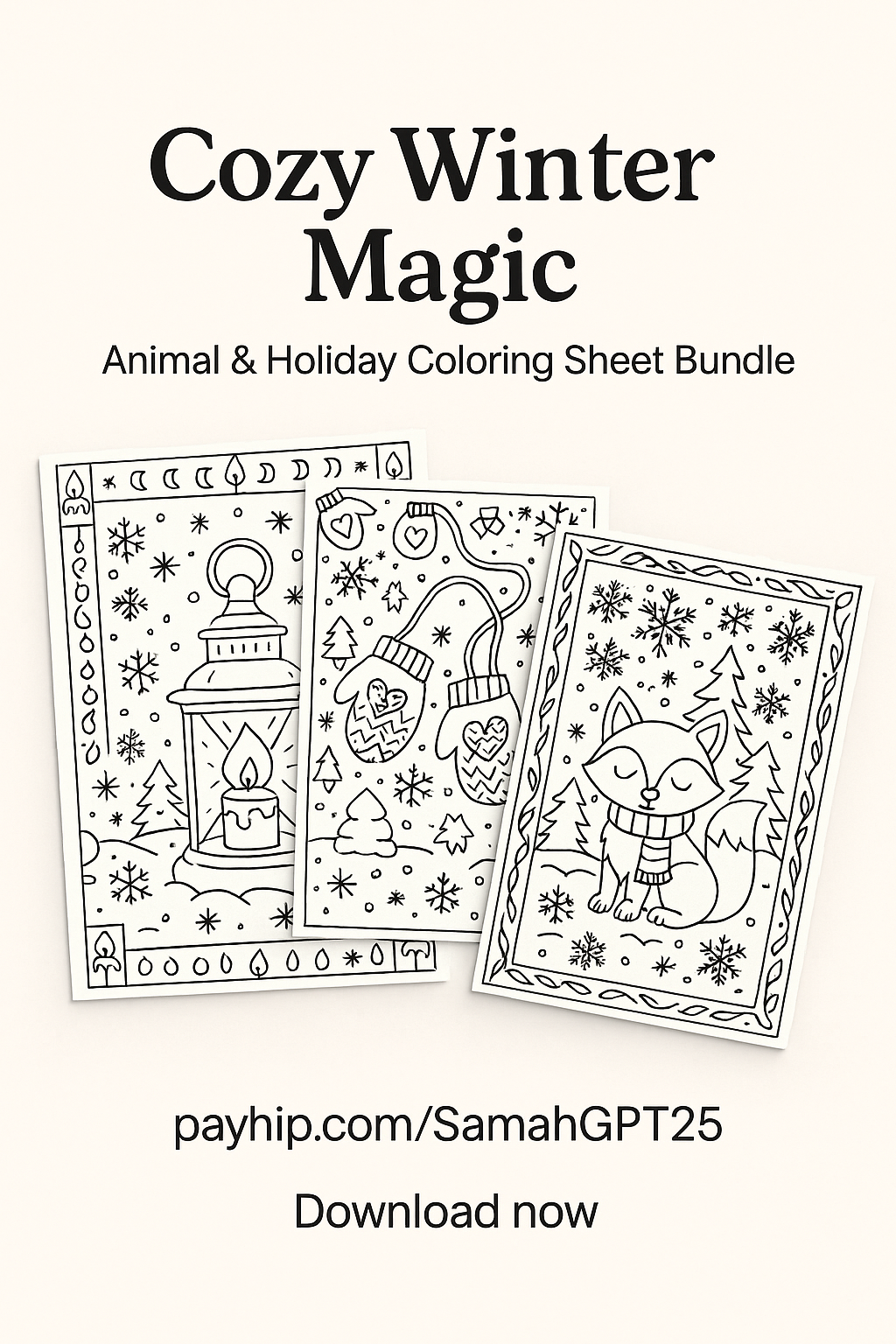 Cozy Winter Magic – Animal & Holiday Coloring Sheet Bundle