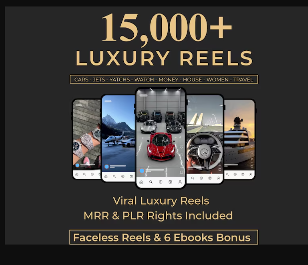 15,000+ Viral Luxury Video Reels Bundle (4K) for Faceless Content: luxury video reels, viral videos bundle, faceless content, luxury lifestyle clips, aesthetic videos, short-form video content, social media reels.