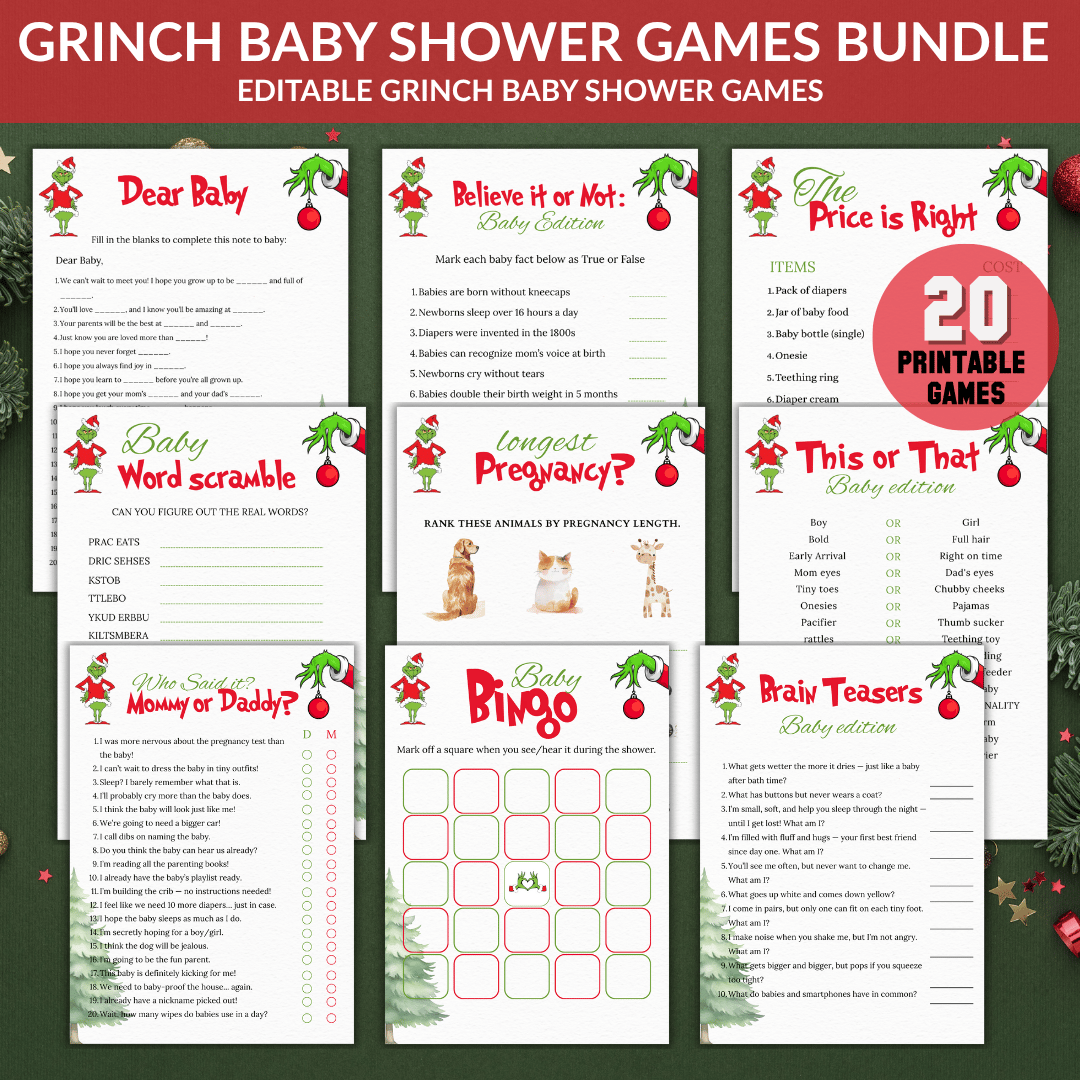 Grinch baby shower games