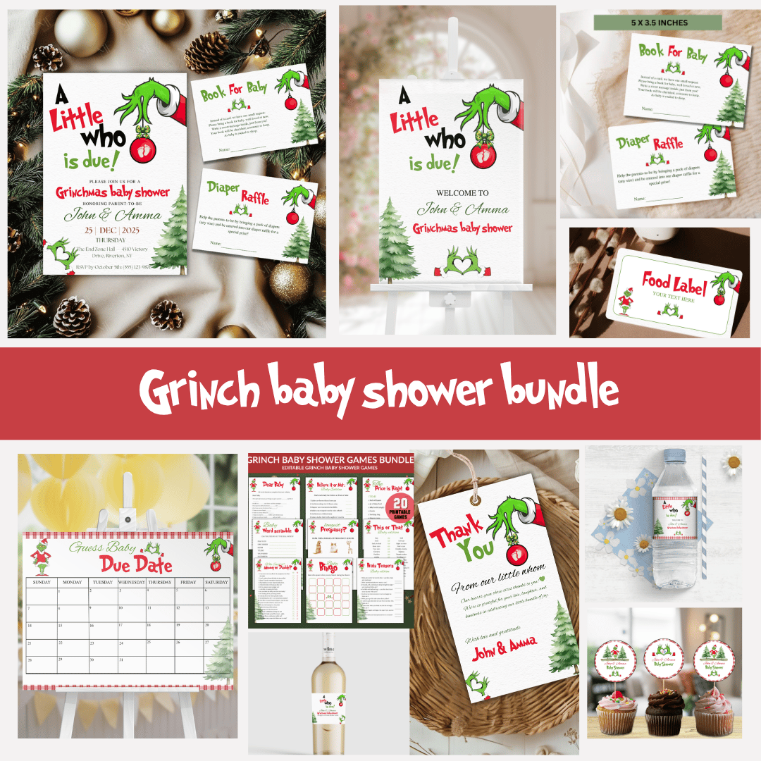 Grinch baby shower bundle