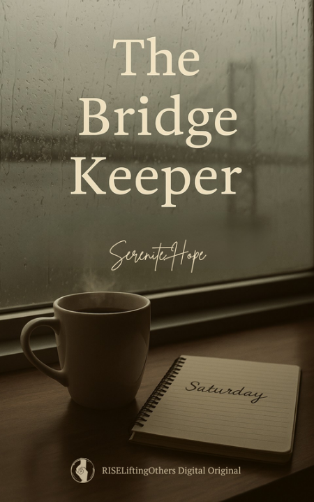 Book cover of The Bridge Keeper by Serenite Hope - literary fiction novella about mental health, suicide prevention, and what we owe each other at the edge