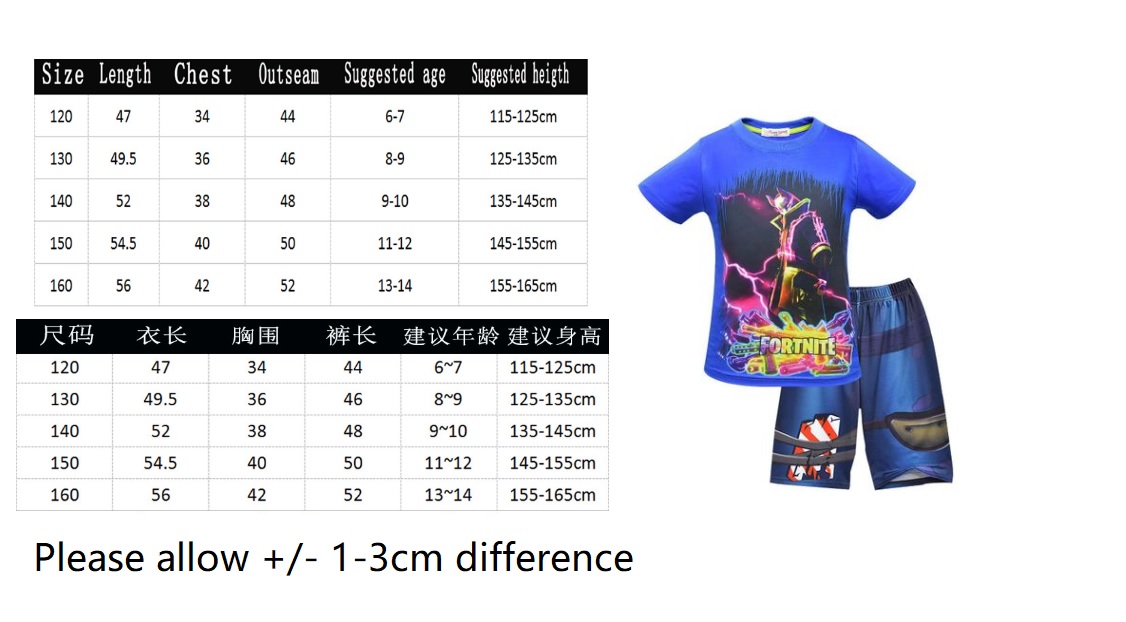 Battle Royale inspired blue top and shorts set for kids, casual gamer outfit.