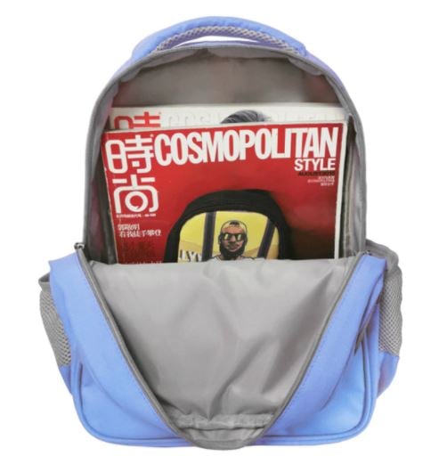 Rescue Pup-style blue backpack for preschoolers, compact and adjustable, 33cm.