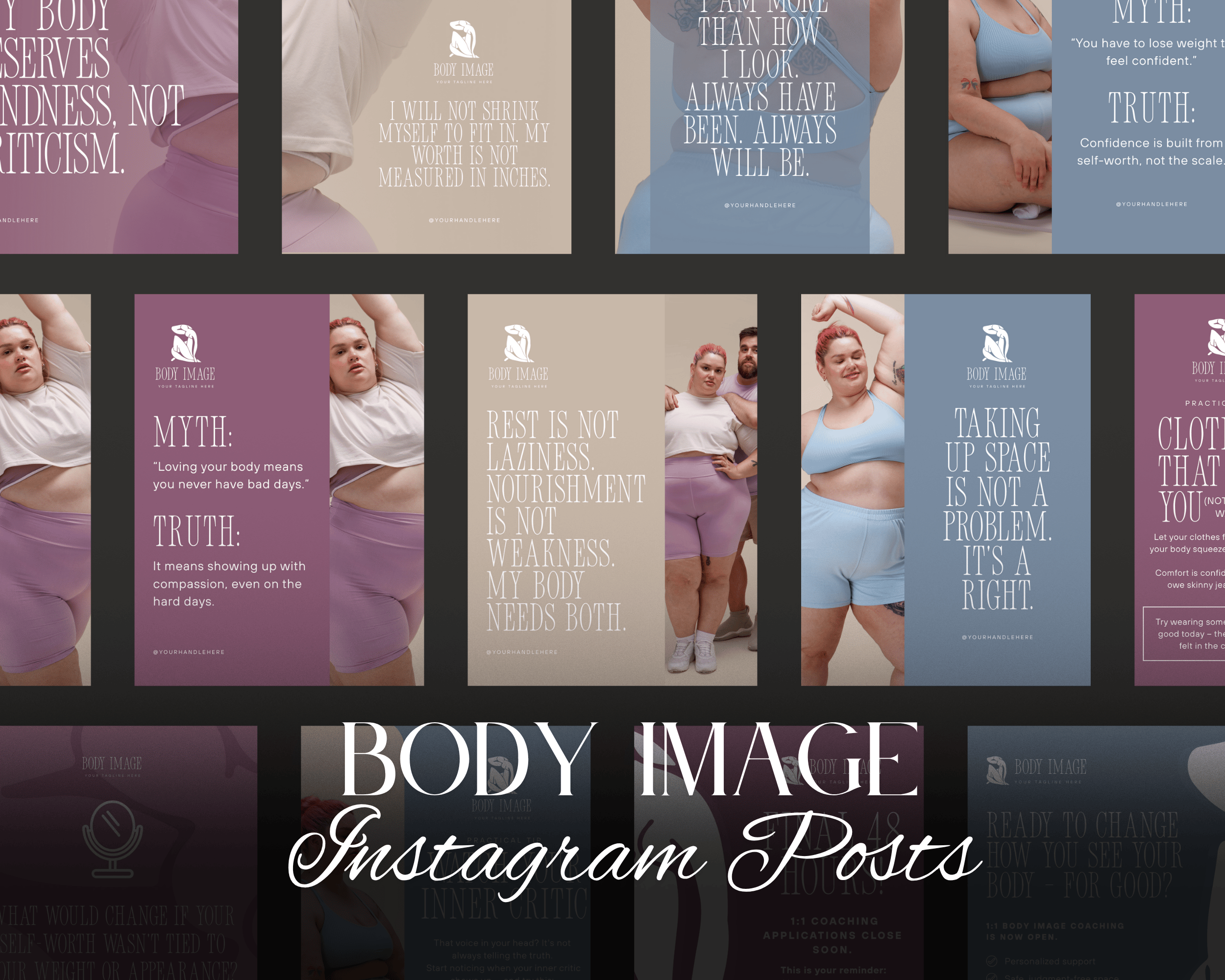Body Image Facebook Posts 30 Body Positivity Instagram Posts | Self-Love Canva Templates | Body ...