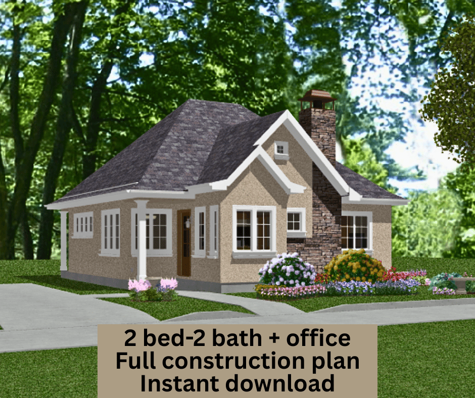 2 bedroom 2 bath and office cottage house plan