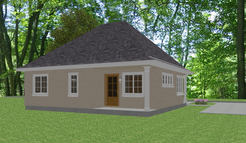 cottage house plan rear image