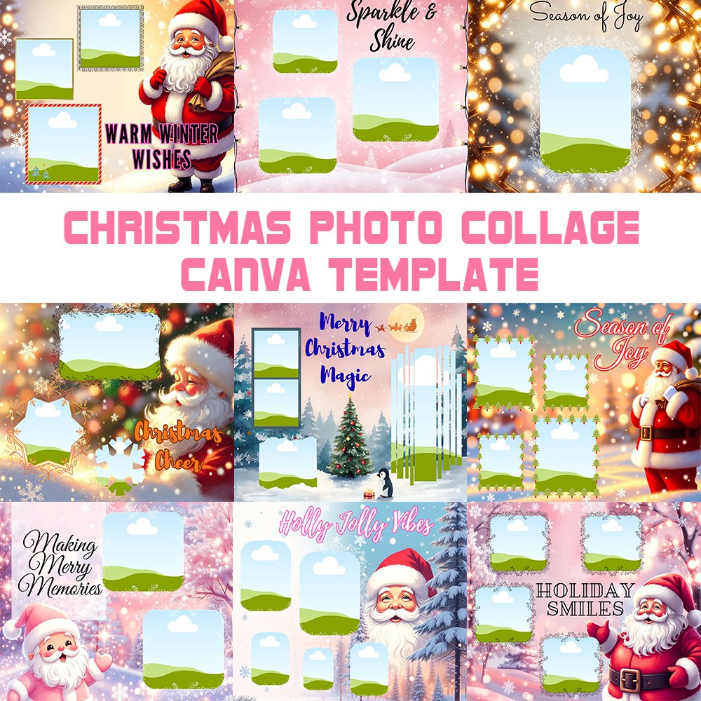 christmas collage template christmas photo collage holiday photo template canva christmas template photo collage pack christmas card canva photo grid template holiday collage layout family christmas card christmas printable template digital christmas card
