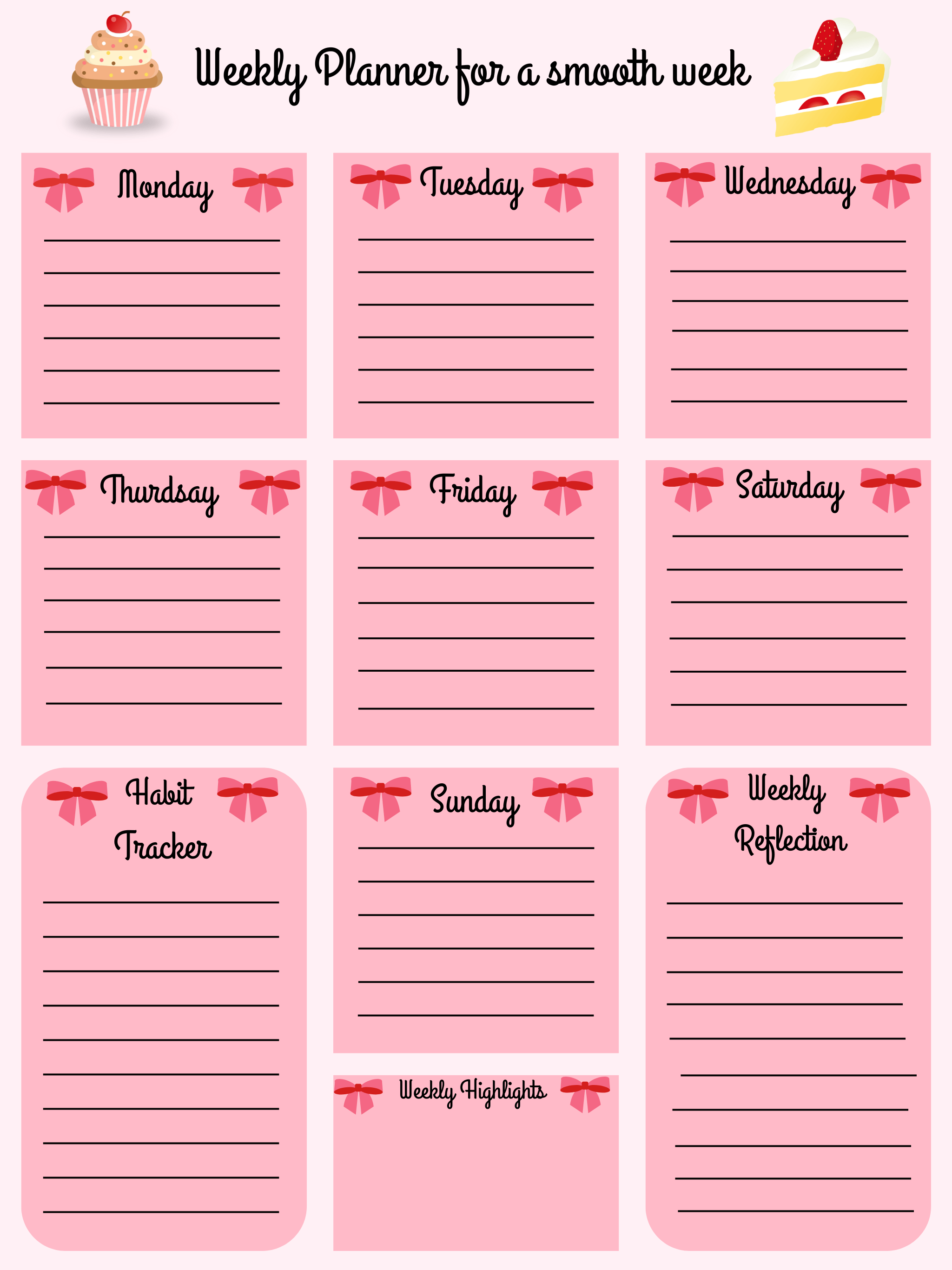 Pink-Themed Weekly Planner - Payhip