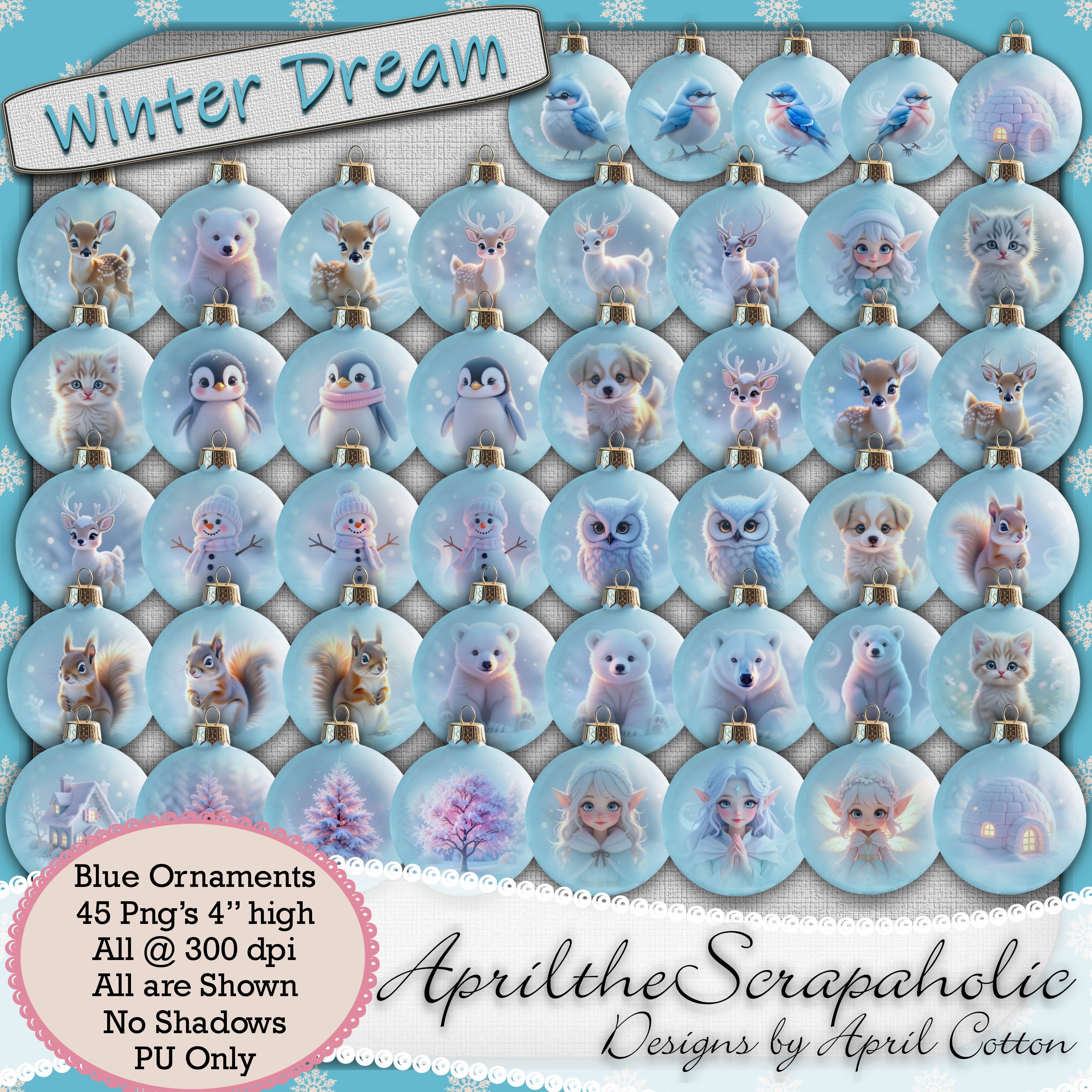 Winter Dream - Blue Ornaments - Payhip