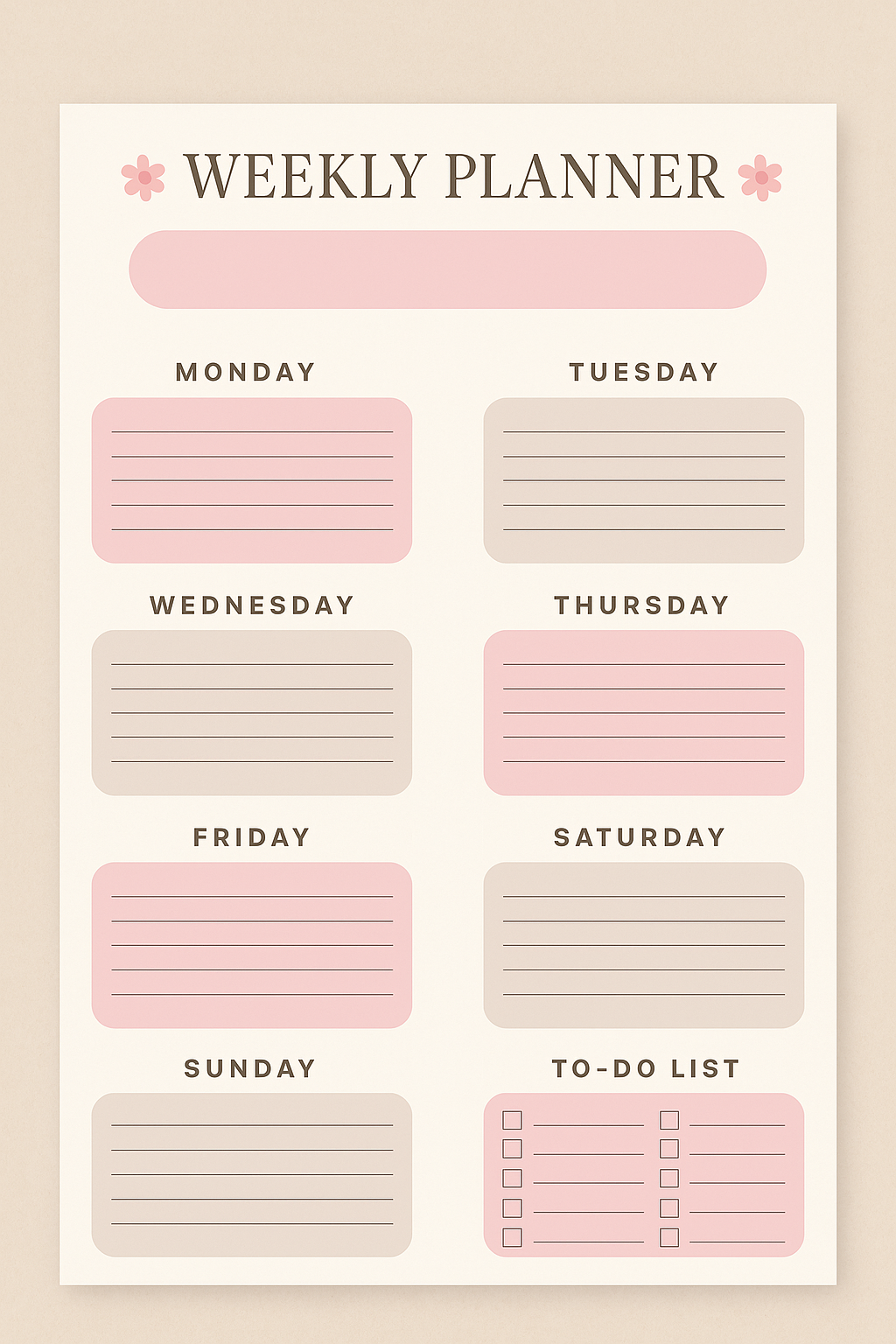 Minimal Weekly Planner | Pastel Printable Schedule Layout | Digital ...