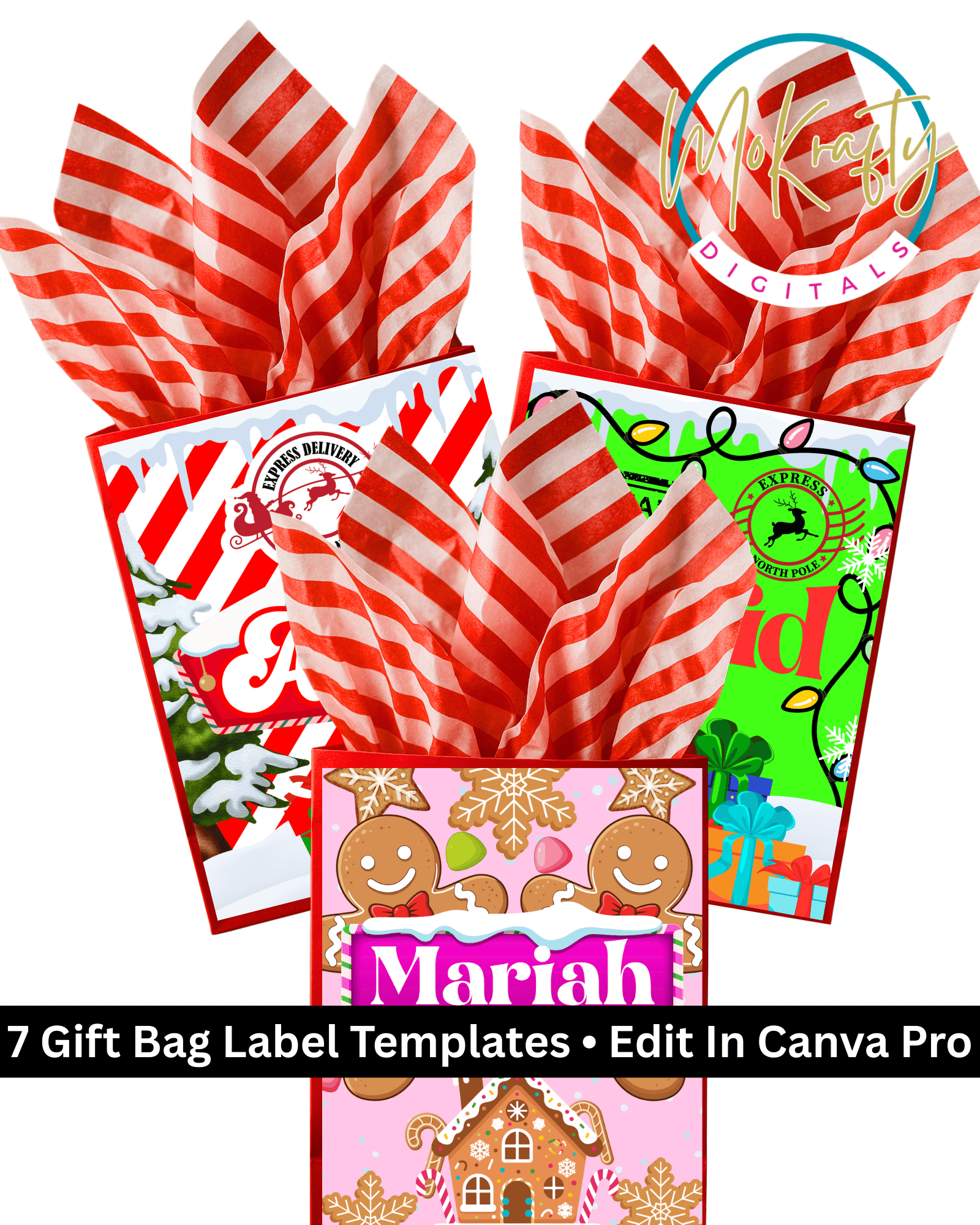 Christmas Gift Bag Label Templates | 7 Editable Canva Designs - Payhip