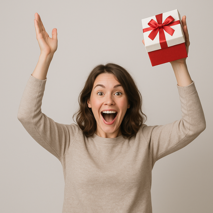 Frau mit Geschenkbox