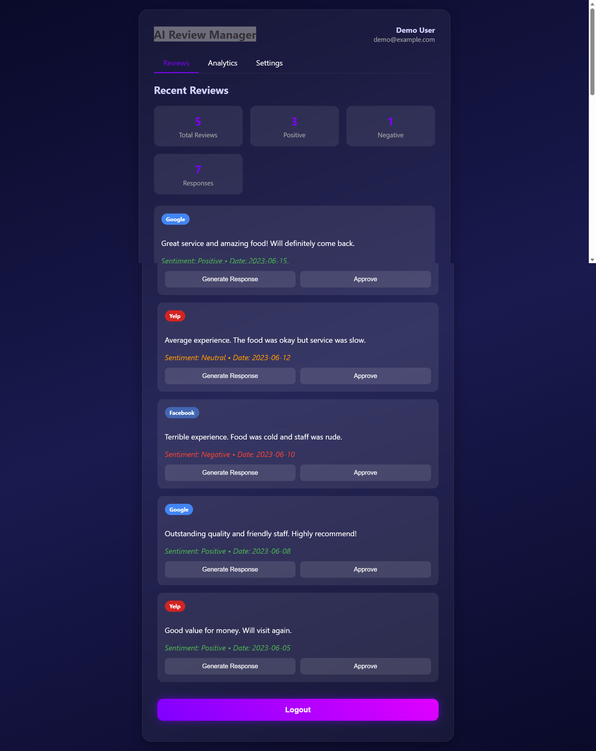 AI Review Manager SaaS Template - Complete Source Code - Payhip
