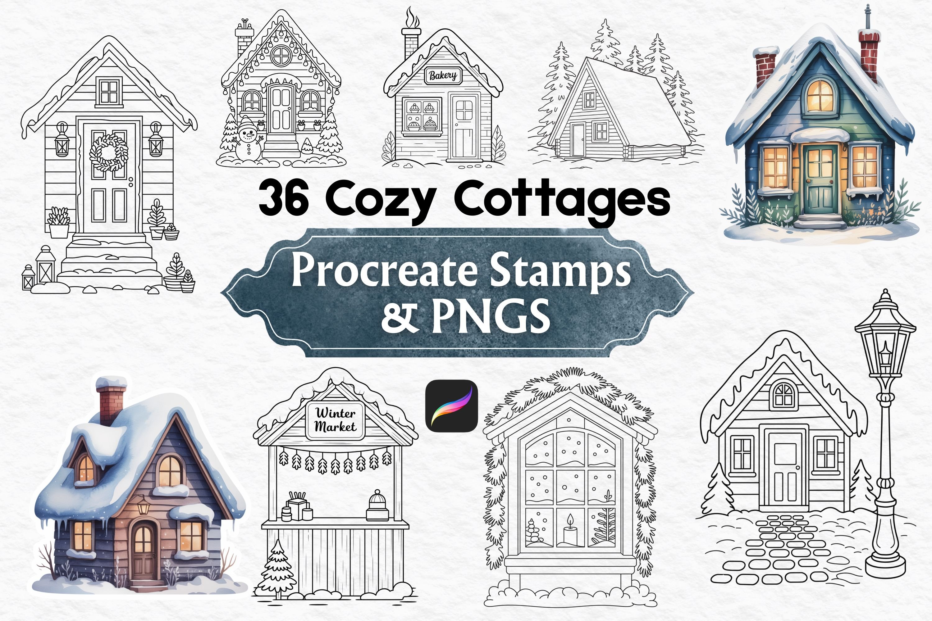 Cozy Cottage Procreate Stamps (36 Brushes)