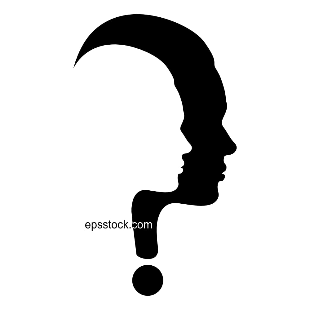 A question mark in the shape of a human face