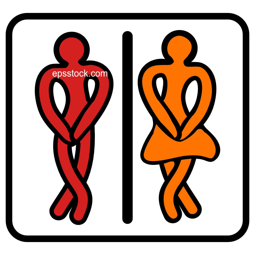 Restroom sign, simple color illustration