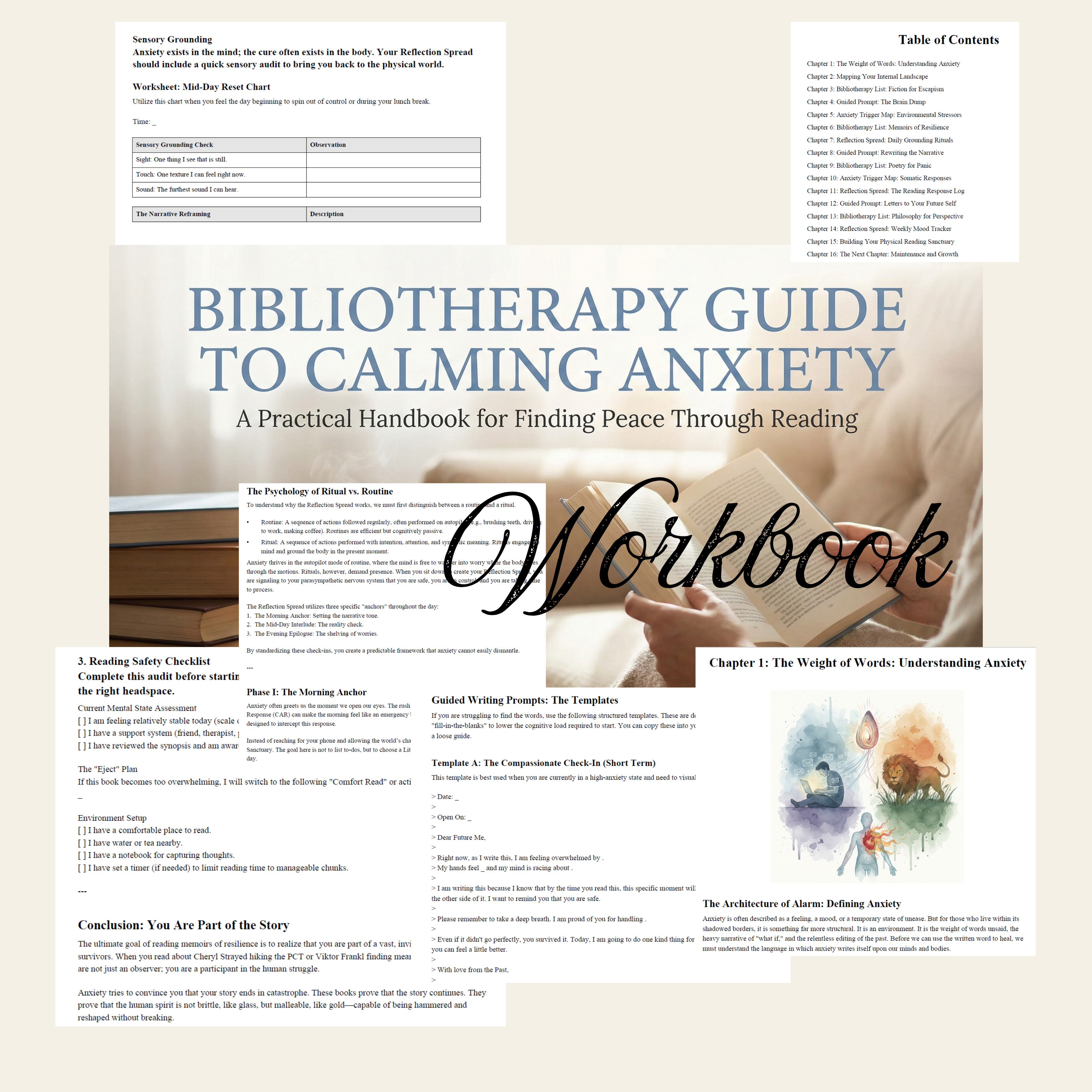 Bibliotherapy Anxiety Workbook Guide, Calm Anxiety Printable, Mental ...