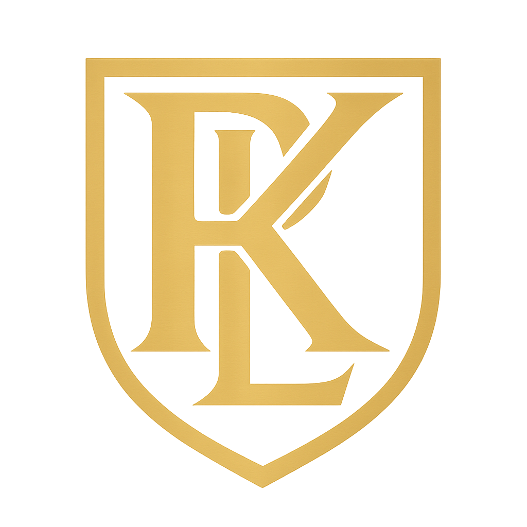PKL monogram logo with the initials of sci-fi and fantasy author Preston K. de Laura