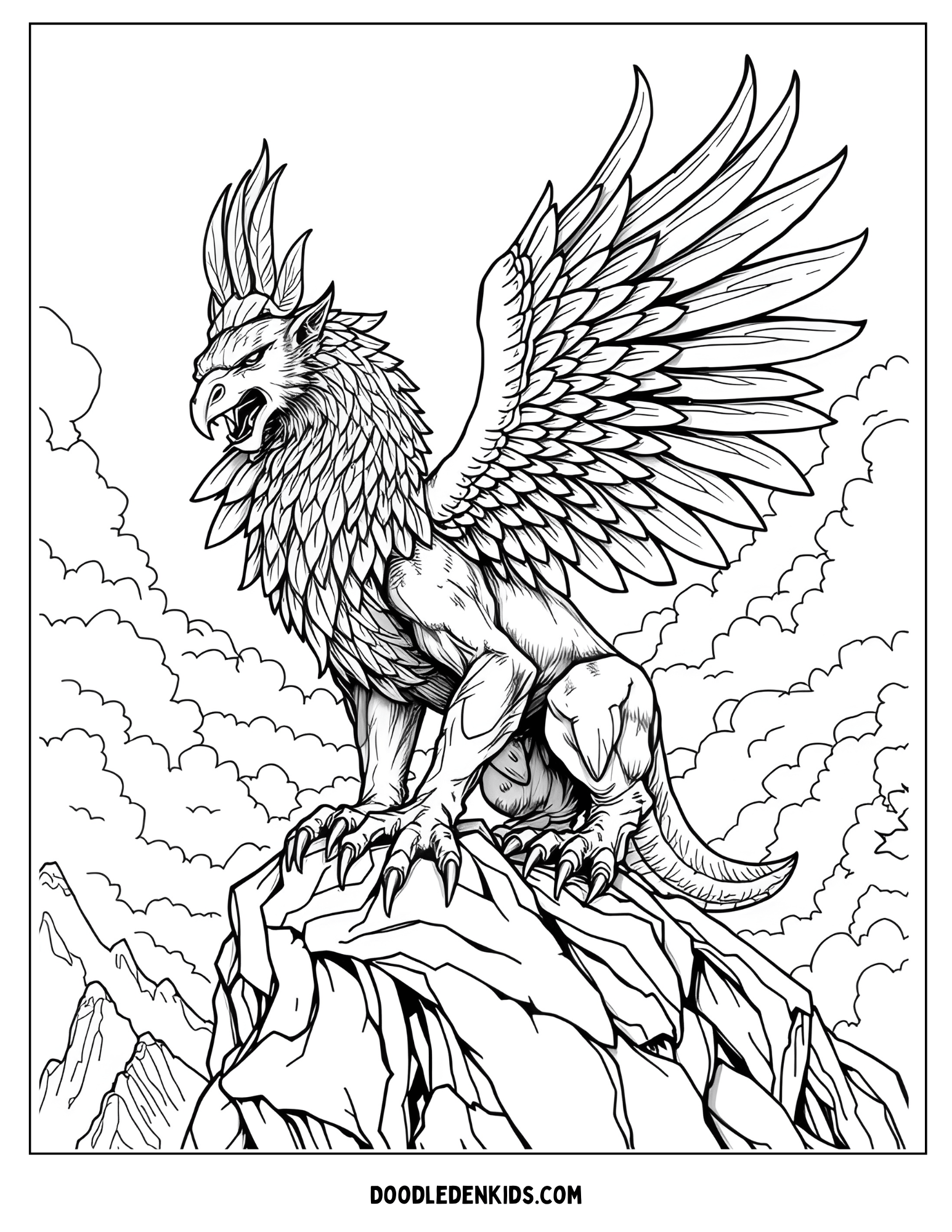 Phoenix Rising Color Page Phoenix Rising Coloring Page for Adults – Intricate Mythical Creature ...