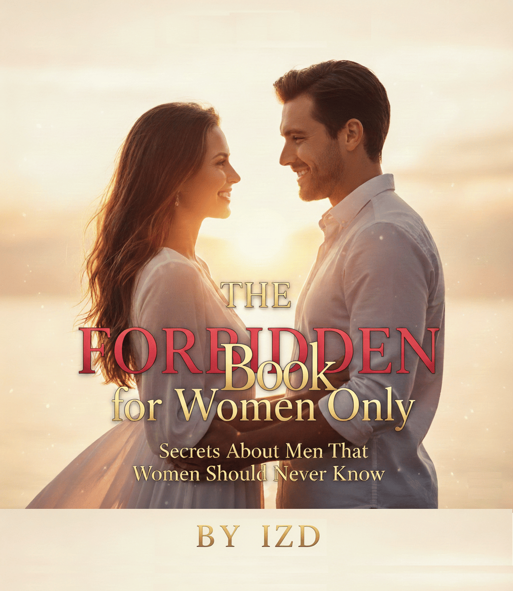 •	eBook Cover: “The Forbidden Book for Women Only cover, confident woman silhouette, playful mysterious theme”