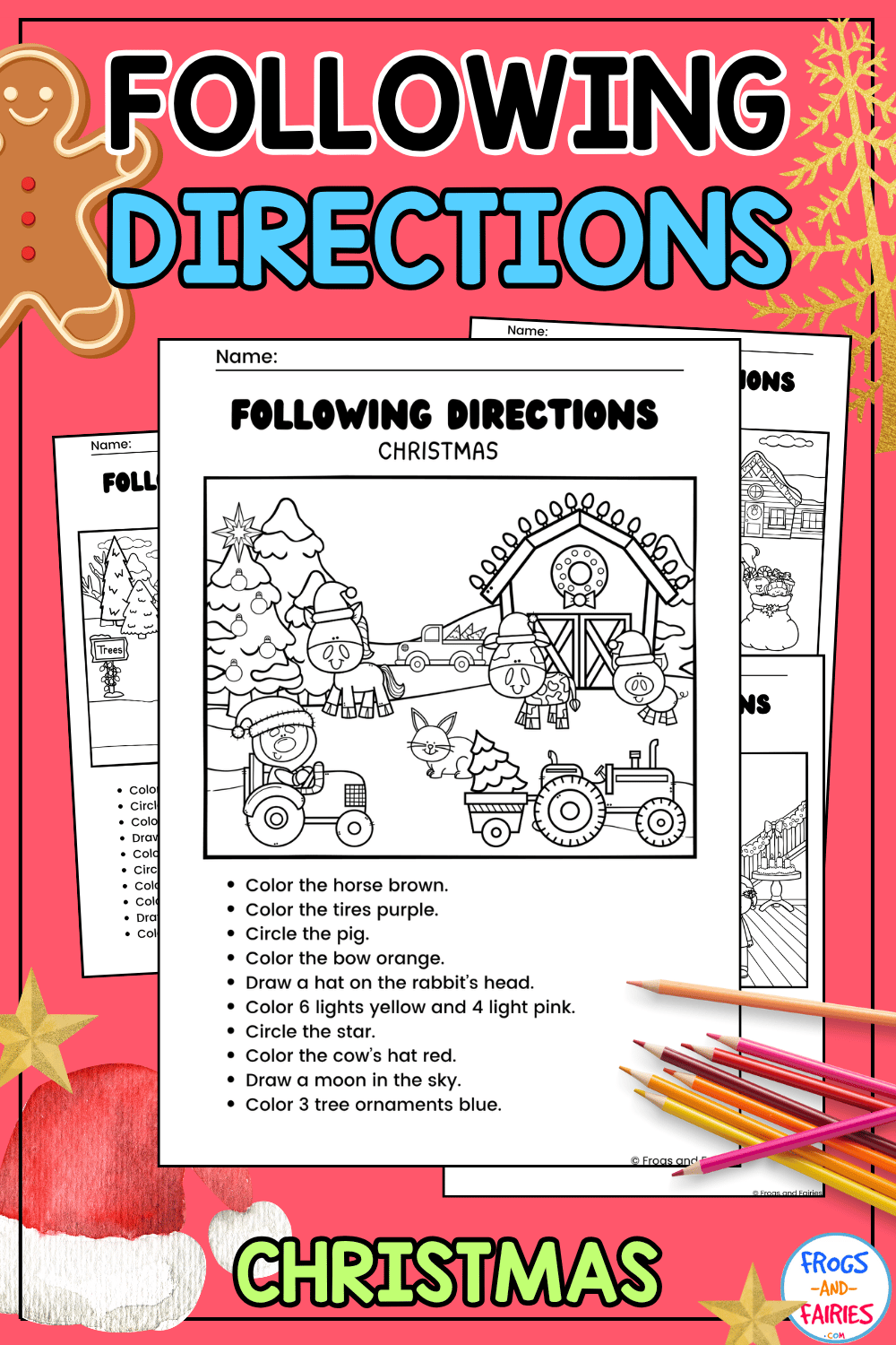 Christmas Following Directions Worksheets: Listening and Reading ...