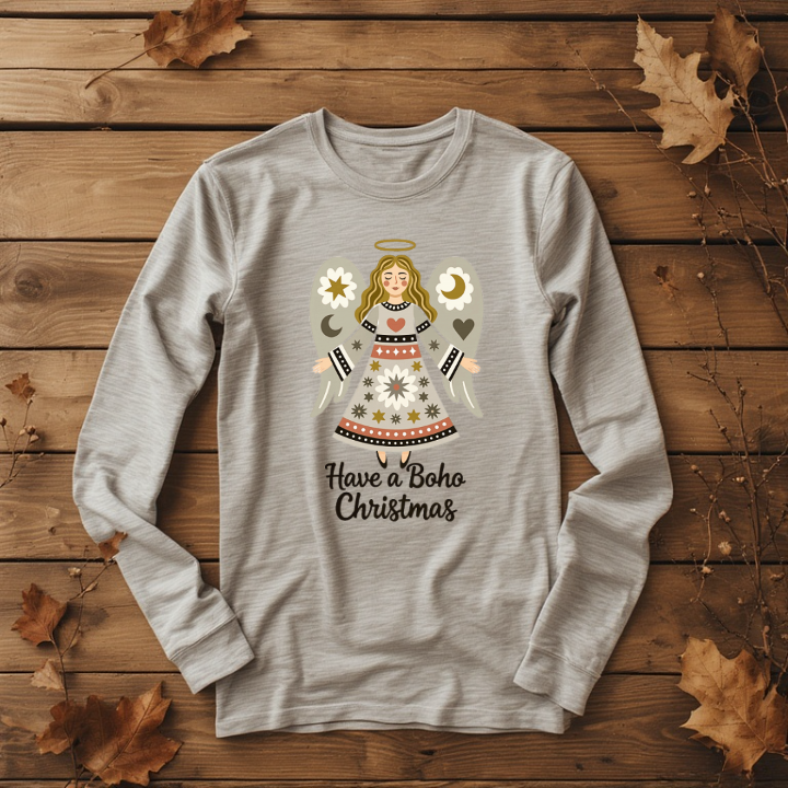 Printable Graphic - Have a Boho Christmas  - Angel And Heart design