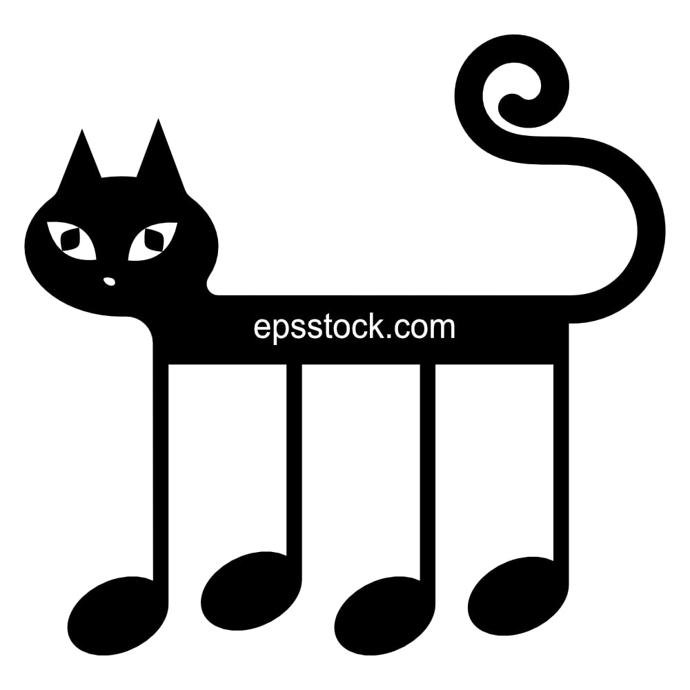 musical symbol, a cat in the shape of notes