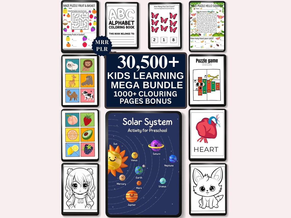 kids learning activities, homeschool worksheets, classroom resources, preschool printables, kindergarten activities, educational bundle, printable worksheets, early learning materials.