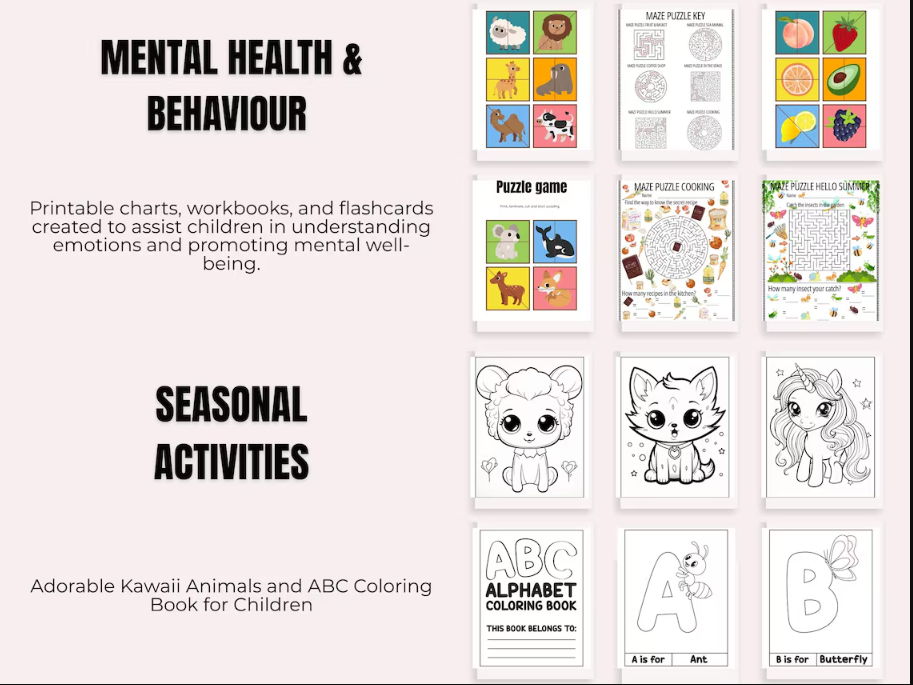 kids learning activities, homeschool worksheets, classroom resources, preschool printables, kindergarten activities, educational bundle, printable worksheets, early learning materials.