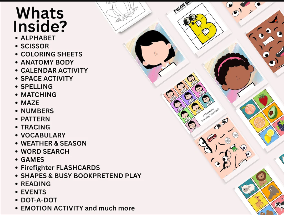 kids learning activities, homeschool worksheets, classroom resources, preschool printables, kindergarten activities, educational bundle, printable worksheets, early learning materials.