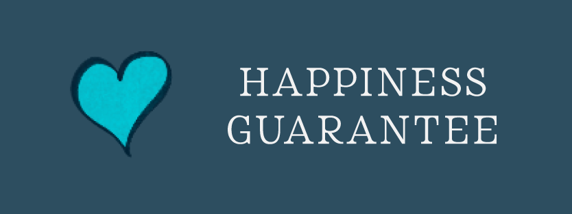 Heart illustration displaying this work has a Happiness Guarantee