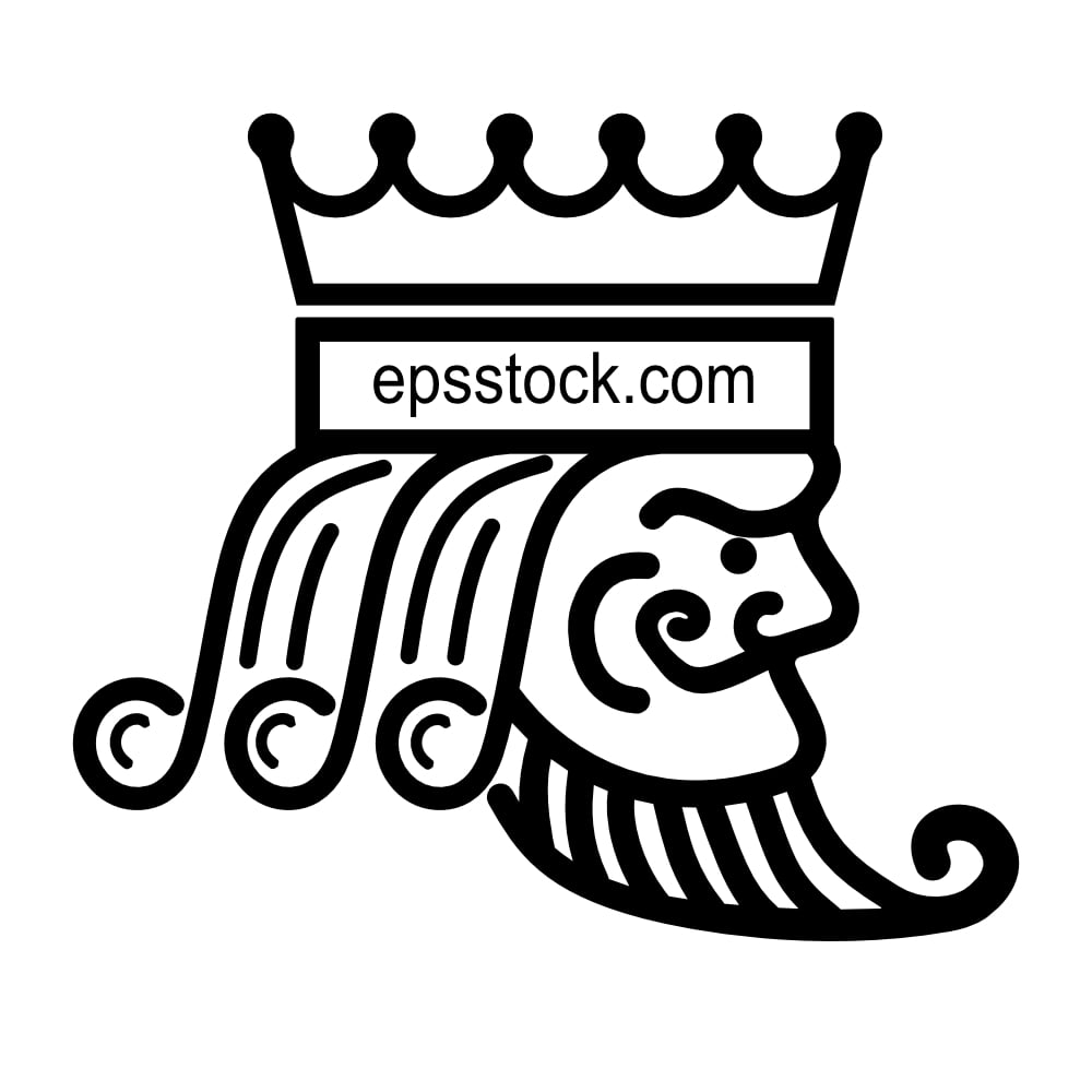 Playing Card King symbol, black isolated silhouette