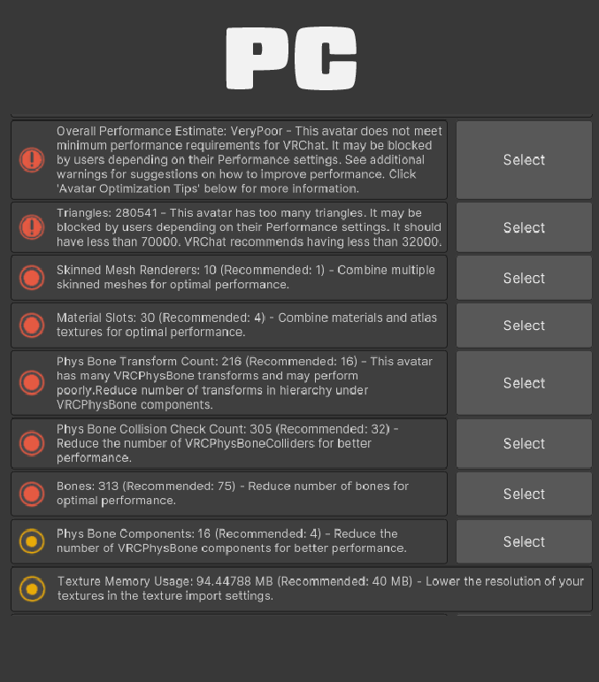 VRChat performance rank