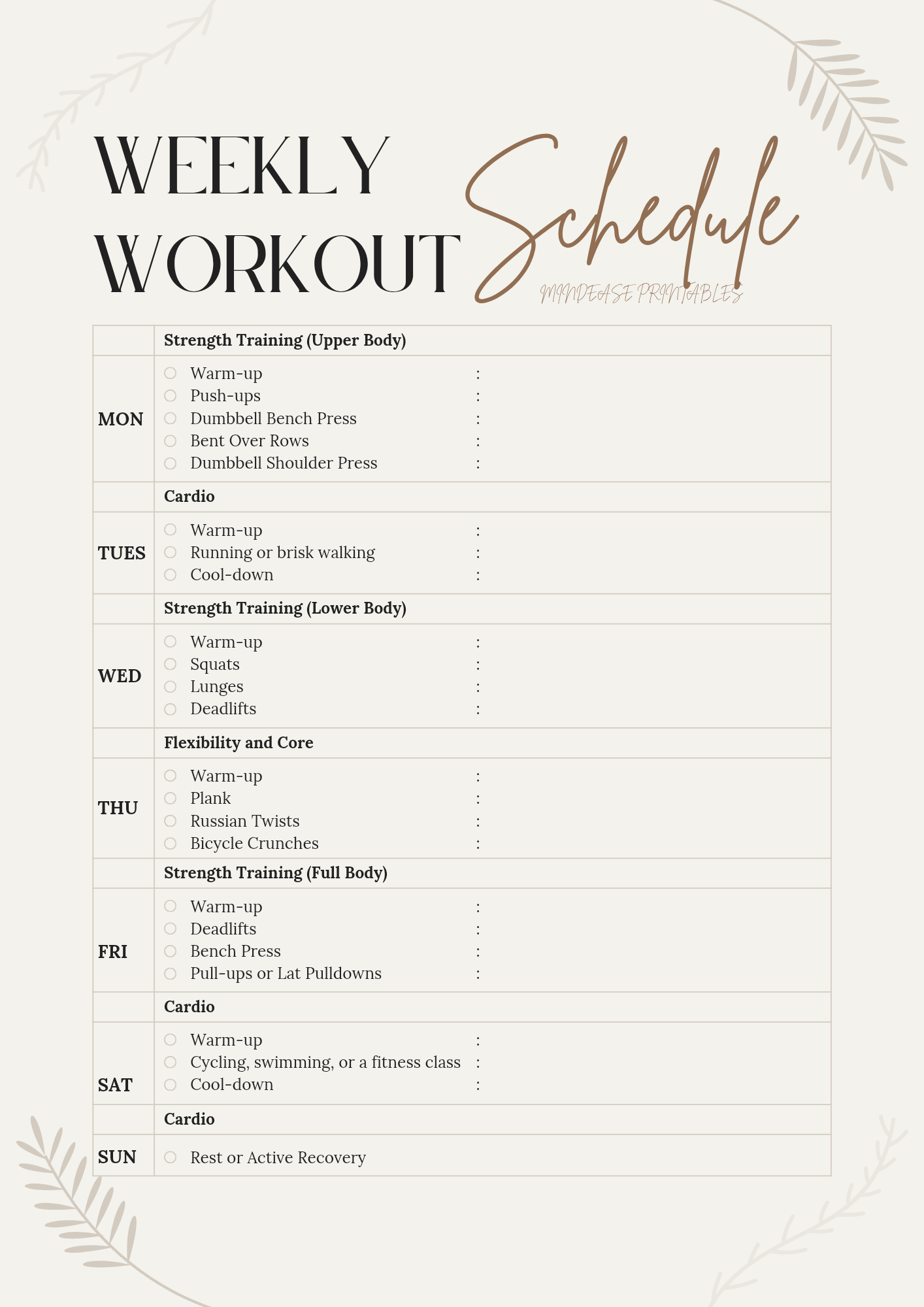 Weekly Workout Schedule - Payhip